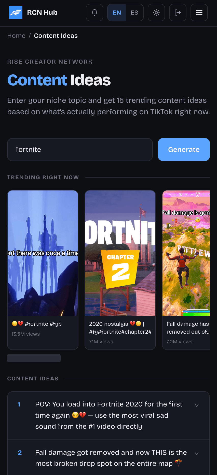 Trending content ideas